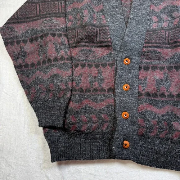 VTG Tejidos Ruminahui Sweater Adult Lg WOOL Cardigan Aztec Alpaca Llama